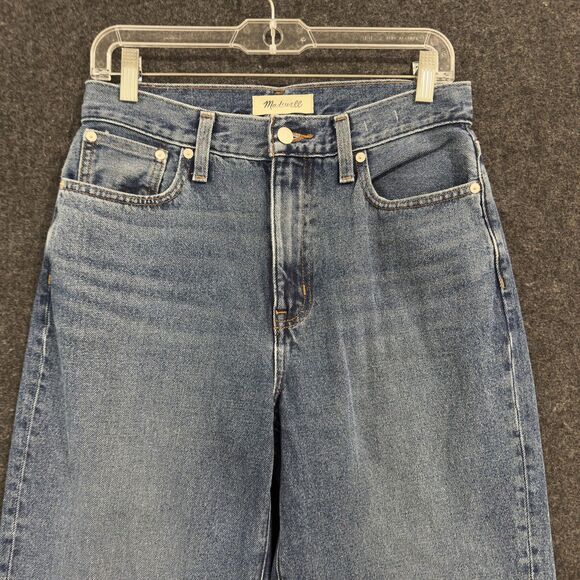 Madewell Jeans Women's 26 Blue Baggy Straight High Rise Raw Hem Denim - Picture 2 of 10
